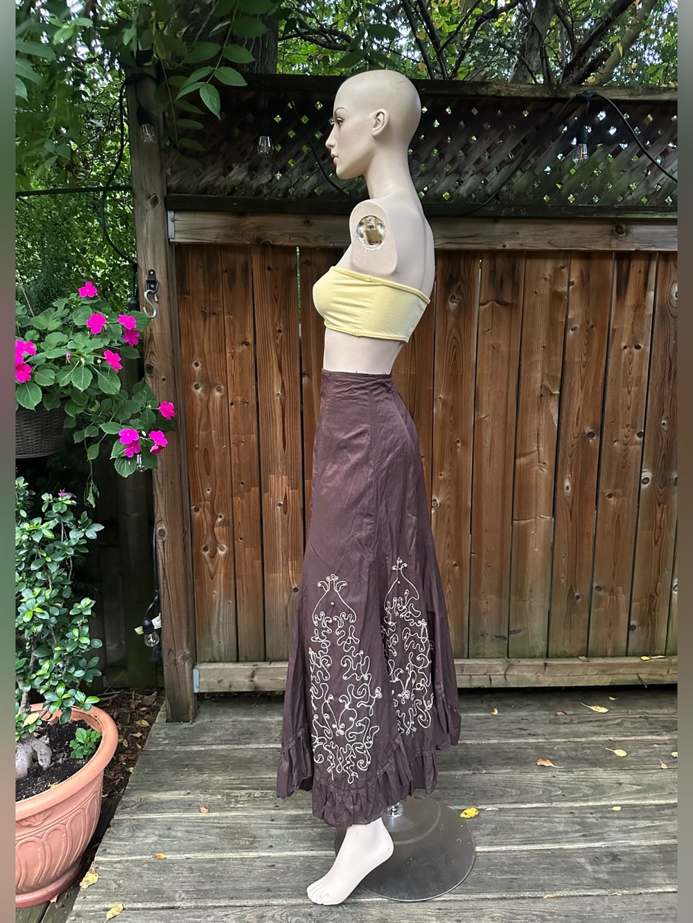 Gypsy Boho Chocolate Brown Maxi Skirt